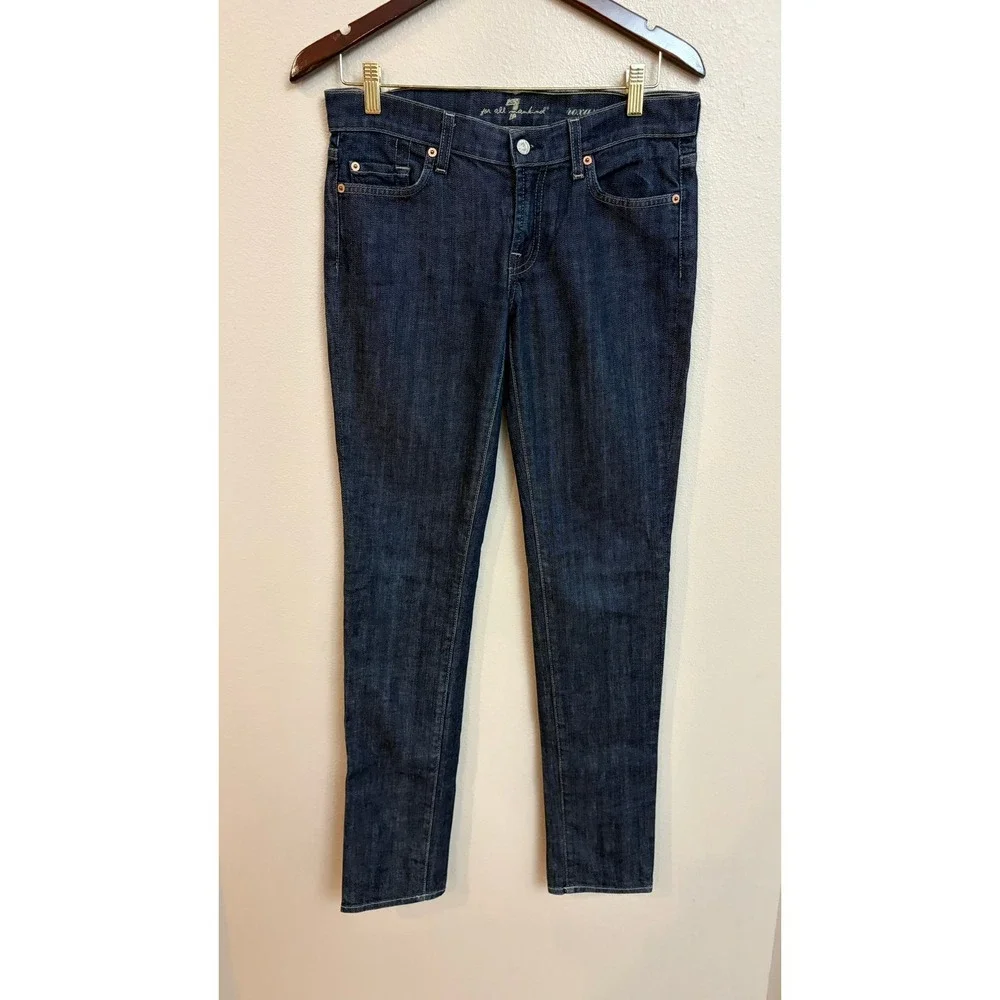 7 For All Mankind‎ Roxanne Jeans Size 25 Dark Wash Skinny Slim Mid Rise Denim